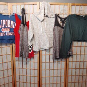 LOT 5/$20 WOMENS TANK TOPS ATHLETIC SHIRTS SWEATSHIRTS DIVIDED H&M AVIA~SIZE L